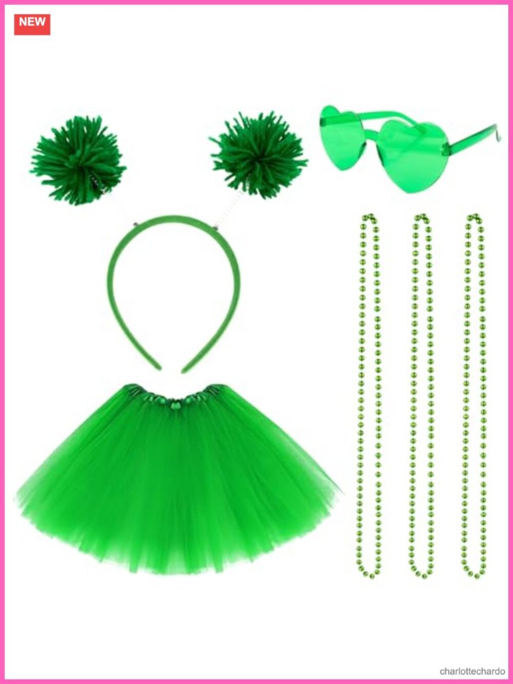 St Patricks Day Tutu Costume Set Tulle Skirt Headband Sunglasses
